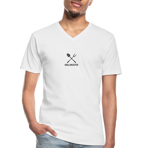 GRILLMEISTER T-Shirt mit V-Ausschnitt - Weiß